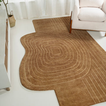 Retro Bohemian Abstract Striped Handwoven Wool Area Rug